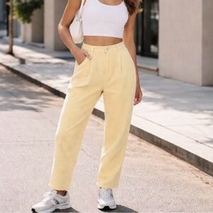 Aritzia Wilfred Lennox Pastel Yellow Corduroy Pants Butter size 0